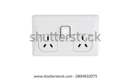 White double Australian electrical wall power outlet with central switch