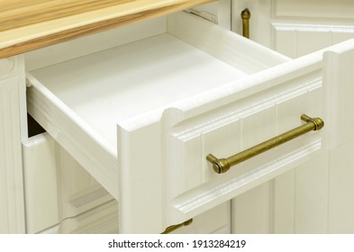 White Drawer Counter In Kitchen.home Furniture In Neoclassicism Style