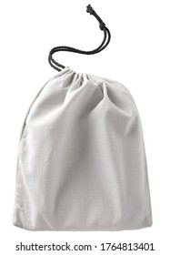 White Drawstring Bag Mockup Isolated One White Background. 