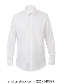 white dress shirt with long sleeve on white background mockup