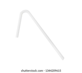 White Drinking Straw Isolated On White