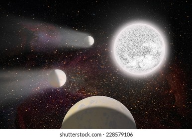 White Dwarf Star And Planets (Another Solar System) 