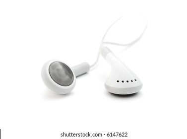 White Earbuds On White Background