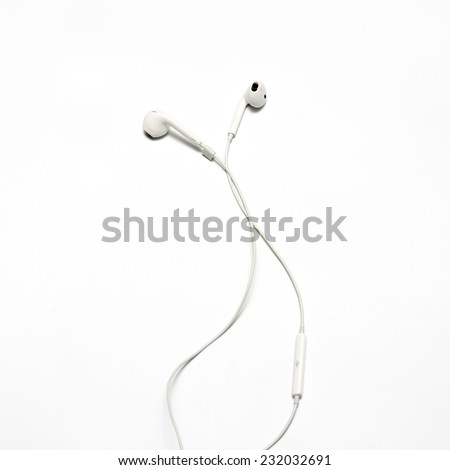 white earphones on a white background