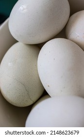 White Eggs Close Up. Cracked Egg