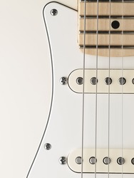 White Electric Guitar Body Closeup , For Music And Entertainment Themes
