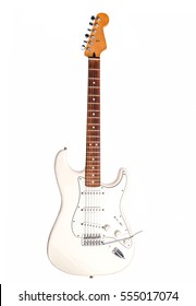 White Electric Guitar Isolated On White Background.