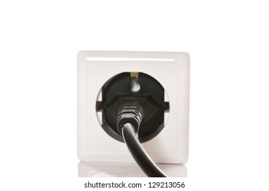 White electric socket on the white background