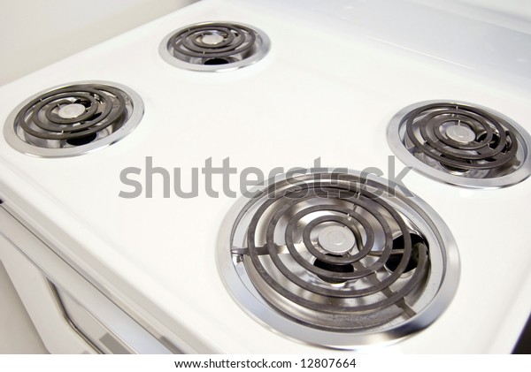 White Electric Stove Four Burners Stock Photo Edit Now 12807664