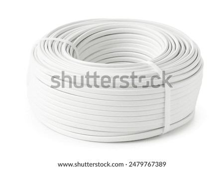 White Electrical Wire Roll Isolated on White Background