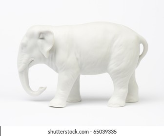 White Elephant Figure Over White Background.