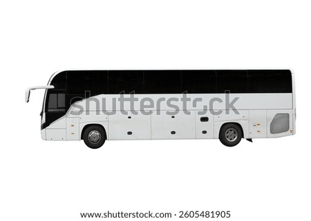 White empty bus isolated over white background, with clipping path. Full Depth of field. side view