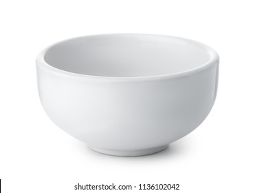 White Empty Ceramic Bowl Isolated On White