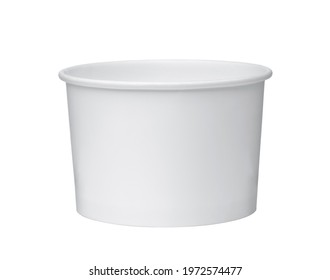 White Empty Disposable Ice Cream Paper Cup Isolated On White