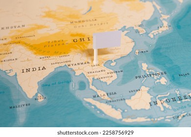 White Empty Flag on Laos of The World Map - Shutterstock ID 2258756929