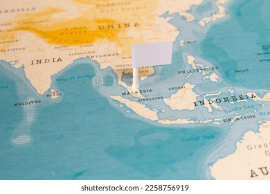 White Empty Flag on Malaysia of The World Map - Shutterstock ID 2258756919