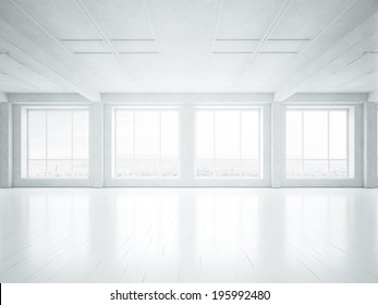 White Empty Loft Interior