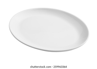 White Empty Oval Plate Isolated