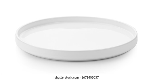 White Empty Plate Isolated On White Background Full Depth Of Field