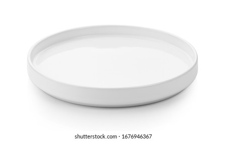 White Empty Plate Isolated On White Background Full Depth Of Field