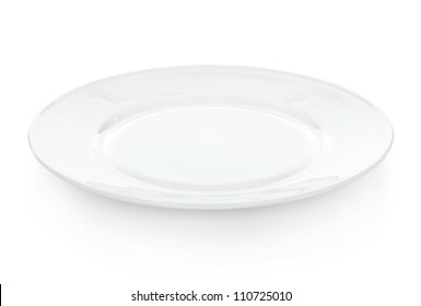 White Empty Plate Over A White Background