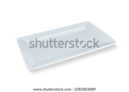 White empty rectangular dish plate isolated on white background