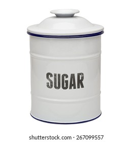 White Enamel Sugar Canister Including Clipping Path