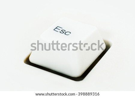 White esc key. Single key isolated. White background.