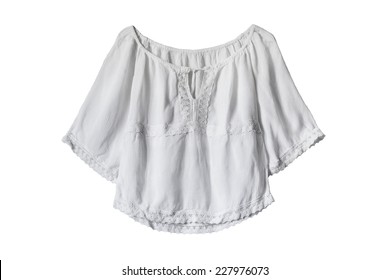 White Ethnic Cotton Blouse Isolated Over White