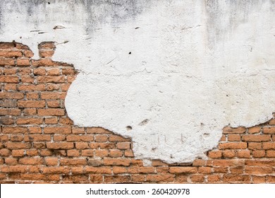 White Exposed Brick Concrete Wall.