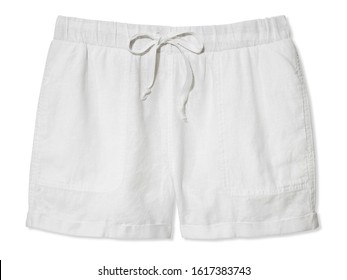 White Fabric Shorts On White Background