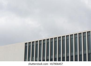 White facade with verticle window
