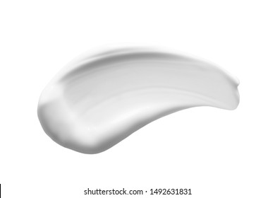 White Face Cream Swipe Isolated On White Background. Makeup Foundation Smudge. BB, CC Cream Texture	