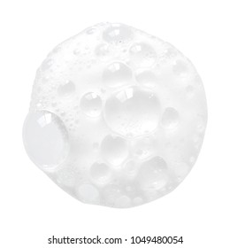 White facial foam creamy bubble soap sponge isolated on white background