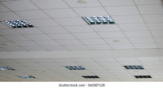 White False Ceiling With Lamps 