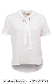 White Female Blouse With Short Sleeves