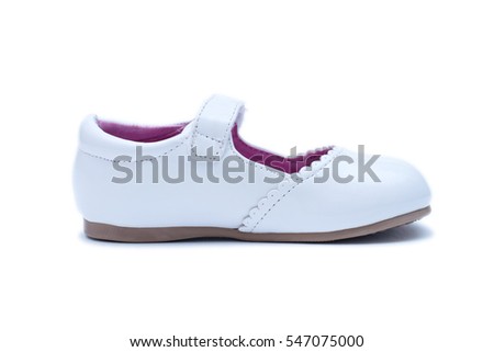 White female shoes. Kids footwear isolated on white background