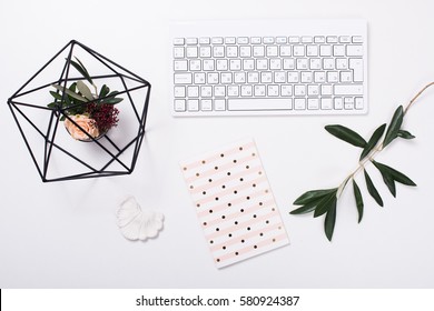 White Feminine Tabletop Flatlay