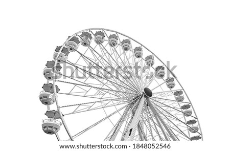 White ferris wheel isolated on white background.