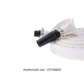 White Fire Hose Isolated On White Background