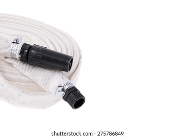 White Fire Hose Isolated On White Background