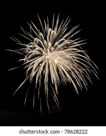 White Fireworks In The Night Sky