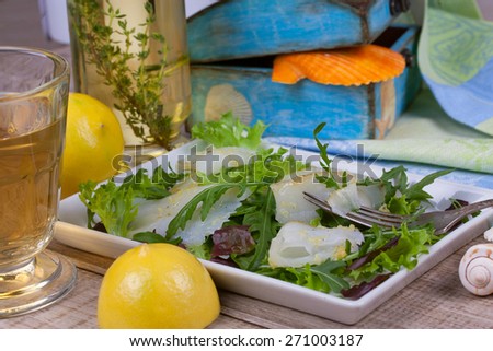 White fish (toothfish) with salad