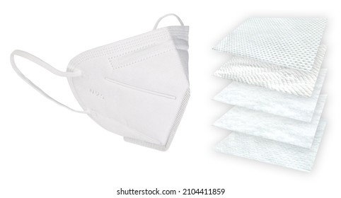 White Five Layer Respirator Mask N95