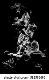 White Flame Smoke On Black Background