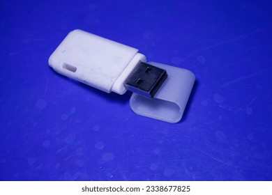 white flashdisk with blue background usb cover - Powered by Shutterstock