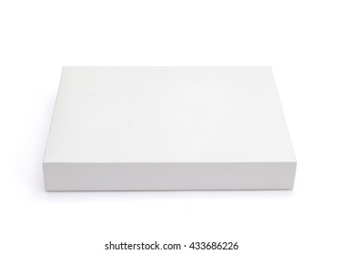 White Flat Board Box  Isolated On White Background With Original Shadow With Clipping Path