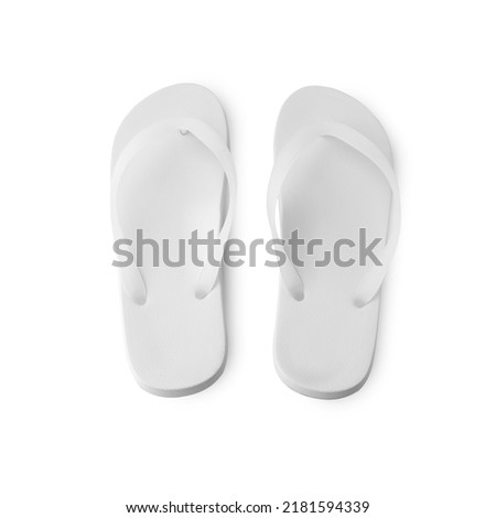 White flip flop sandals mockup isolated on white background with clipping path.