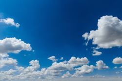 White, Fluffy Clouds In Blue Sky. Background From Clouds. Copy Space.