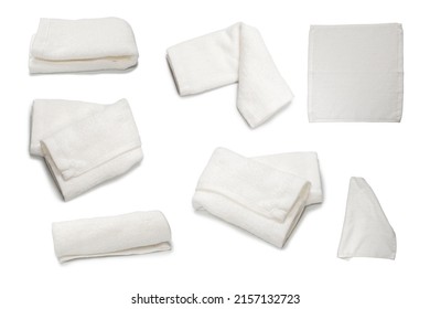 White Fluffy Cotton Towel Isolated On A White Background. Spa And Resort. 